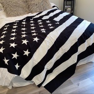 Large black & white American flag tapestry